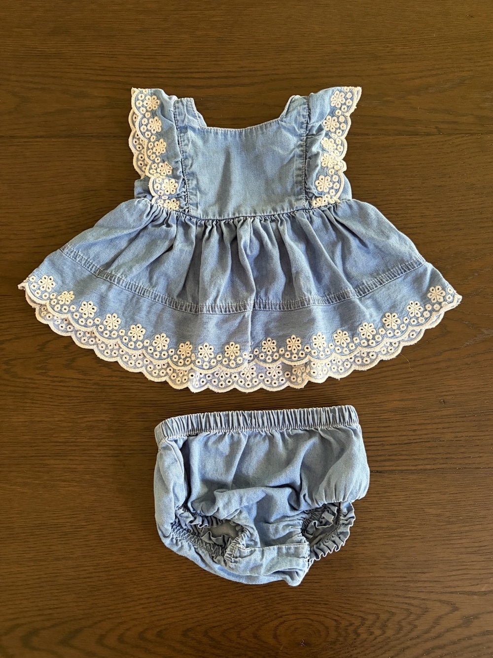 GAP Jean Eyelet Baby Dress & Bloomers Set (6-9M)